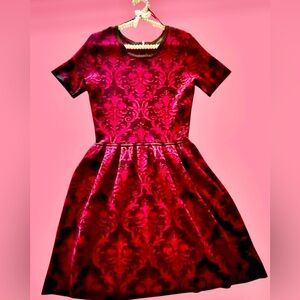 Romeo & Juliet Couture Damask Ponte Knit Sweater Dress Black&Red Baroque EUC SzM